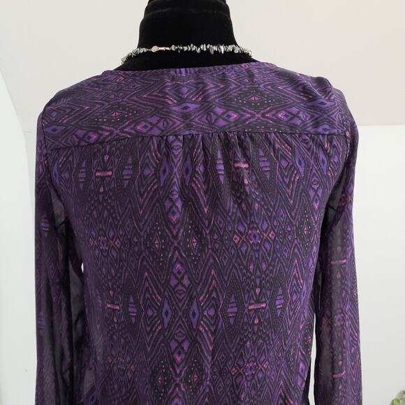 American Eagle Outfitters Semi Sheer Henley Blouse Whimsigoth Y2K Fairy Goth - Picture 8 of 10